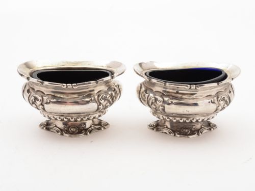 fig 1. Pair of Edwardian Silver Salts, Birmingham 1902