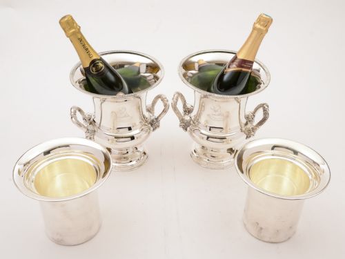 fig 1. Pair of Silver Plated Champagne Buckets, Circa 1920