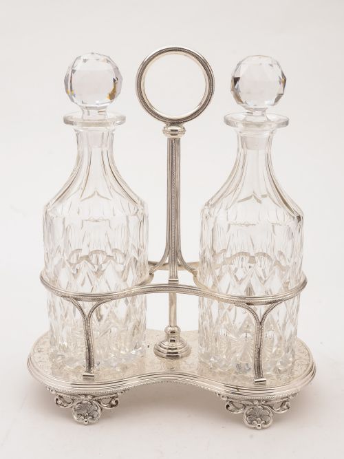Victorian Cut Glass Decanters in Stand, Circa 1890