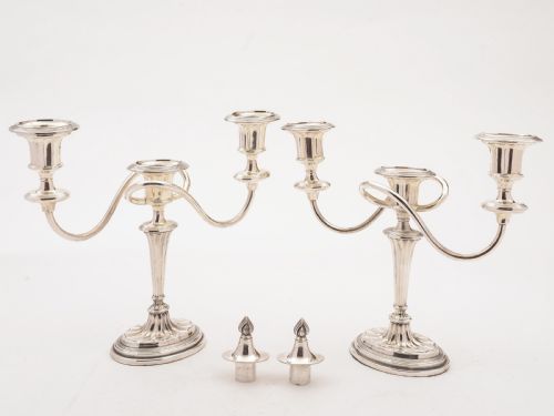 Pair of Georgian Style Silver Plated Candelabras, Circa 1900