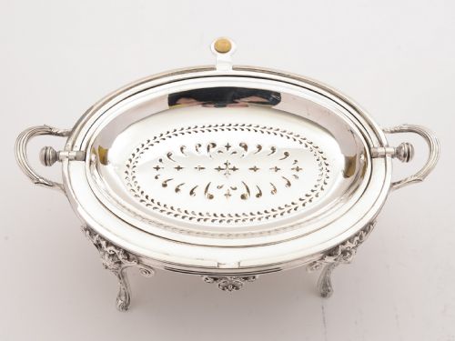 fig 1. Victorian Silver Plated Rollover Dish, Circa 1880