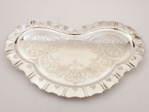 Victorian Shaped Silver Plated Tray, Circa 1890