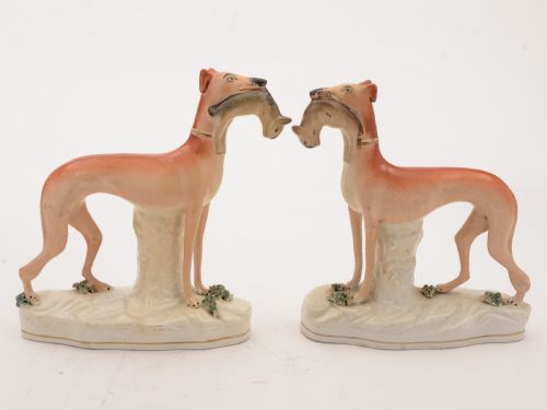 Pair of English Staffordshire China Dogs, Circa 1860