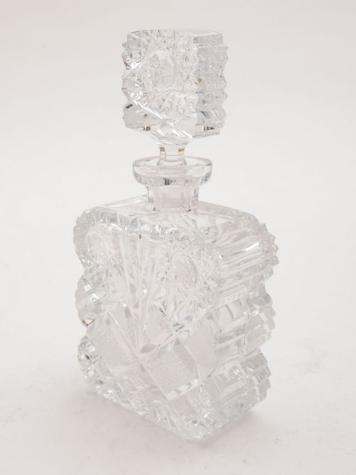 fig 1. Bohemian Cut Glass Decanter and Glasses, Circa 1930