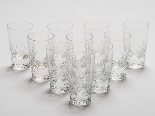 Set of 10 Cut Glass Shot Glasses, Circa 1930