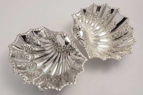 fig 1. Victorian Silver Plate Shell Shaped Table Dishes, Circa 1890