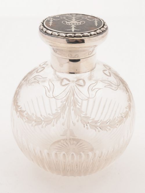 Tortoise Shell and Silver Topped Scent Bottle, London 1928