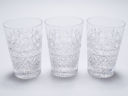 Set of 3 Edwardian Cut Glass Tumblers, Circa 1905
