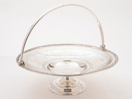 Victorian Elkington Silver Plated Cake Basket, 1884