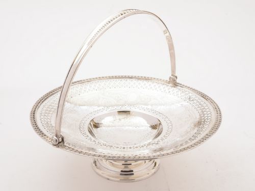 fig 1. Victorian Elkington Silver Plated Cake Basket, 1884