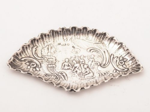 .800 Silver Fan Shaped Dish, Circa 1900