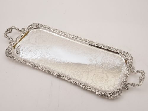 Silver Plated Oblong Serving Tray, Circa 1920