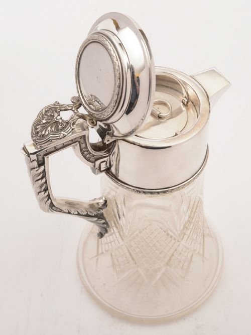 fig 1. Continental Ice Jug Glass and Silver Plated, Circa 1900