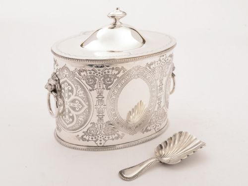 Victorian Oval Silver Plated Tea Caddy, Circa 1890