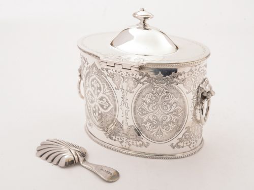 fig 1. Victorian Oval Silver Plated Tea Caddy, Circa 1890