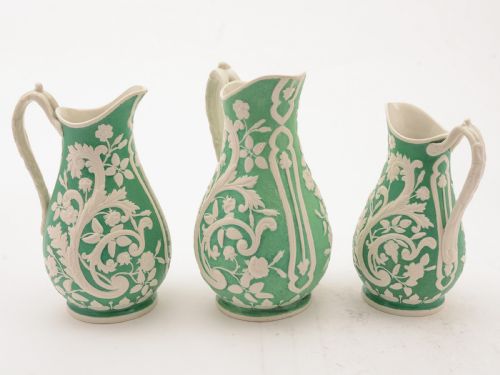 fig 1. Victorian Set of 3 China Jugs, Circa 1890