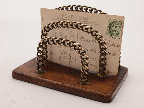 Victorian Brass Chain Letter Rack, Circa 1890
