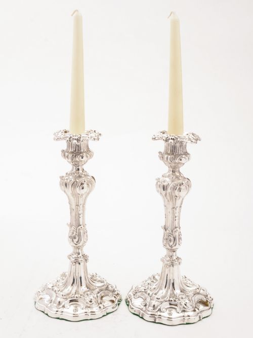 Pair of Elkington Silver Plated Candlesticks, 1847