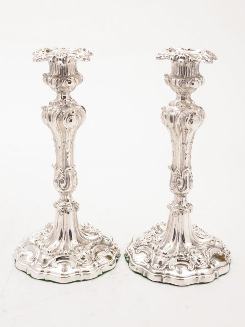 fig 1. Pair of Elkington Silver Plated Candlesticks, 1847