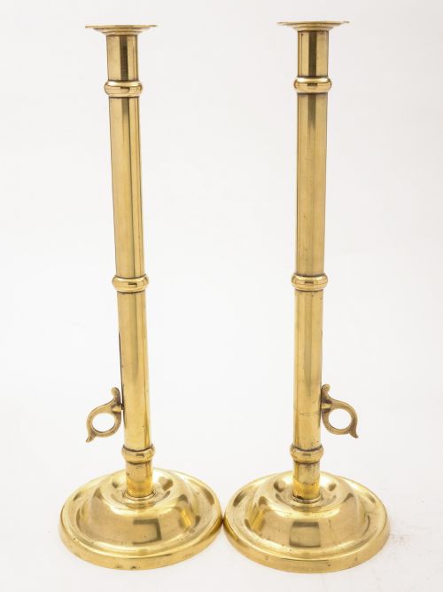 Pair of Arts & Crafts Brass Candlesticks, Circa 1900