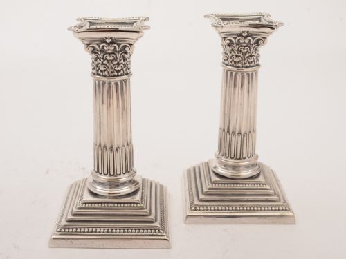 Pair of Edwardian Silver Plated Candlesticks, Circa 1905
