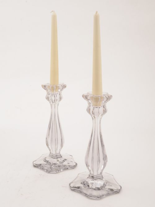 Pair of Moulded Glass Candlesticks, Circa 1930