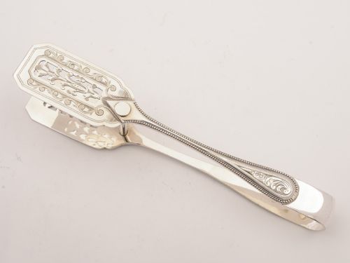 Victorian Silver Plated Serving Tongs, Circa 1890