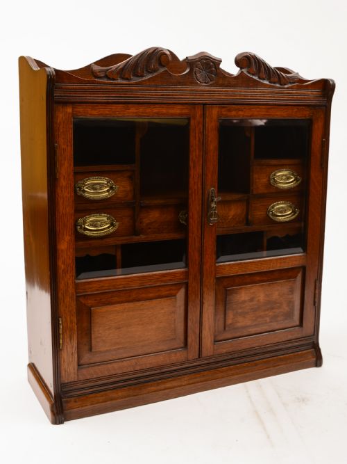 Edwardian Oak Collectors Cabinet, Circa 1905