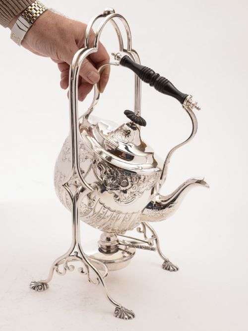 fig 1. Edwardian Silver Plated Kettle on Stand, Circa 1905
