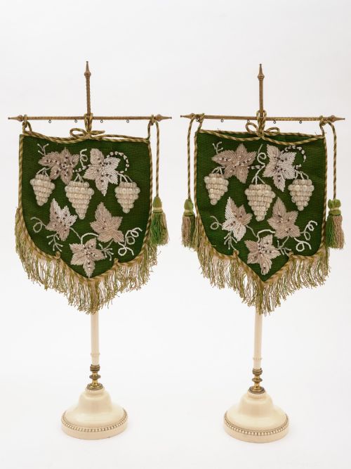 Pair of Victorian Beaded Face Fans, Circa 1870