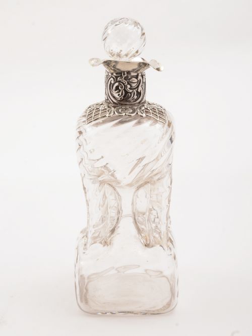 Victorian Silver Topped Glug Glug Decanter, London 1895