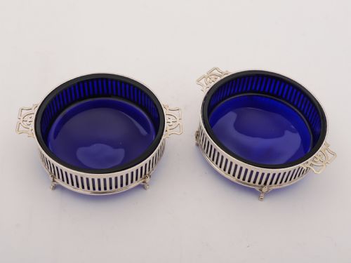 Pair of Silver Edwardian Butter Dishes, Birmingham 1910