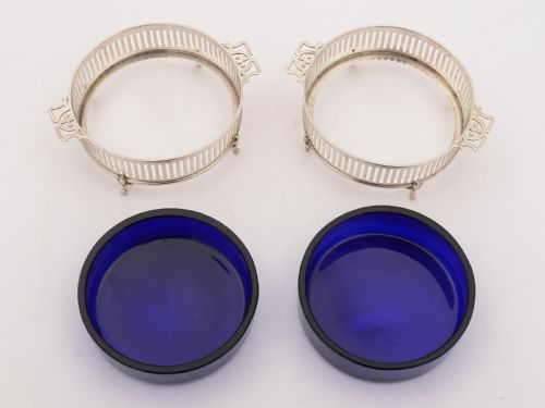 fig 1. Pair of Silver Edwardian Butter Dishes, Birmingham 1910