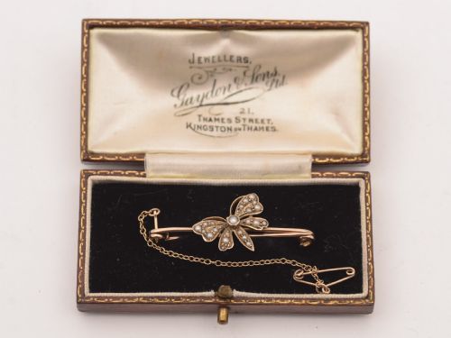 Edwardian Cased 9kt Gold Butterfly Brooch, Circa 1905
