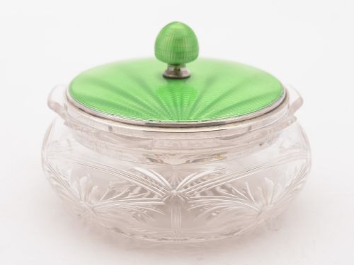 Art Deco Silver and Enamel Topped Jar, 1934