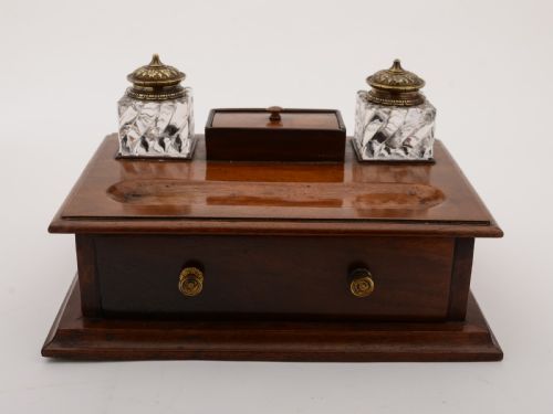 Victorian Mahogany Ink Stand, Circa 1890