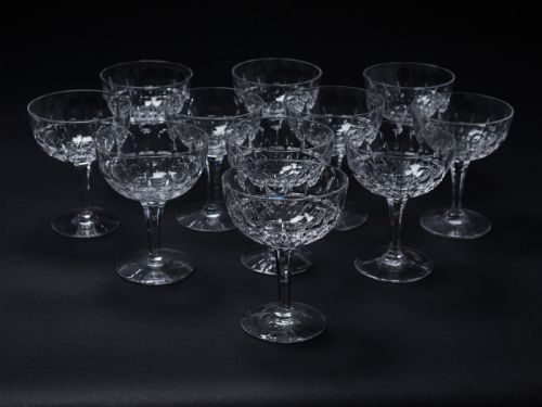 Set of 11 Cut Glass Champagnes, Circa 1920