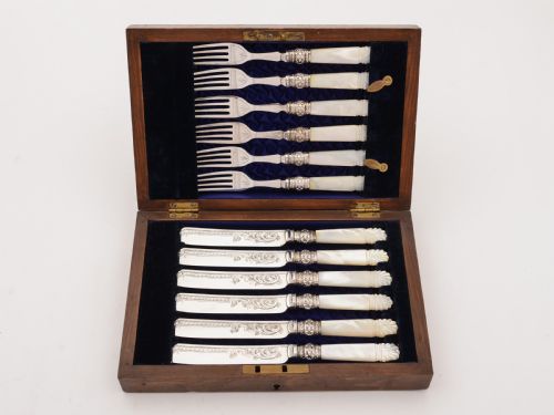 Mother of Pearl Handled Dessert Set, Circa 1890