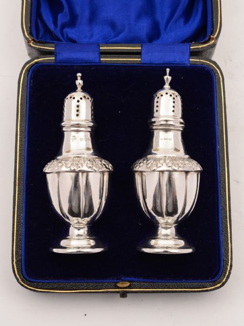 fig 1. Pair of Silver Edwardian Pepper Pots, Birmingham 1907