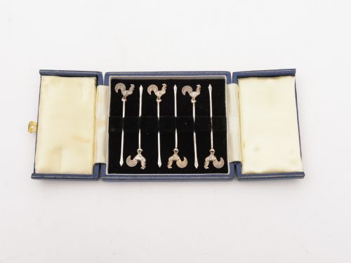 Set of 6 Silver Cocktail Sticks, Circa 1930