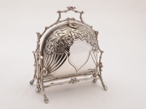 fig 1. Victorian Silver Plated Folding Biscuit Box, Circa 1890