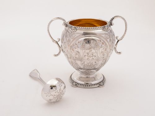 fig 1. Victorian Sugar Bowl and Spoon, Circa 1850