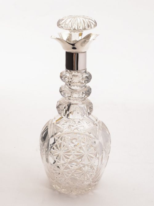 Silver Topped Cut Glass Decanter, Sheffield 1925