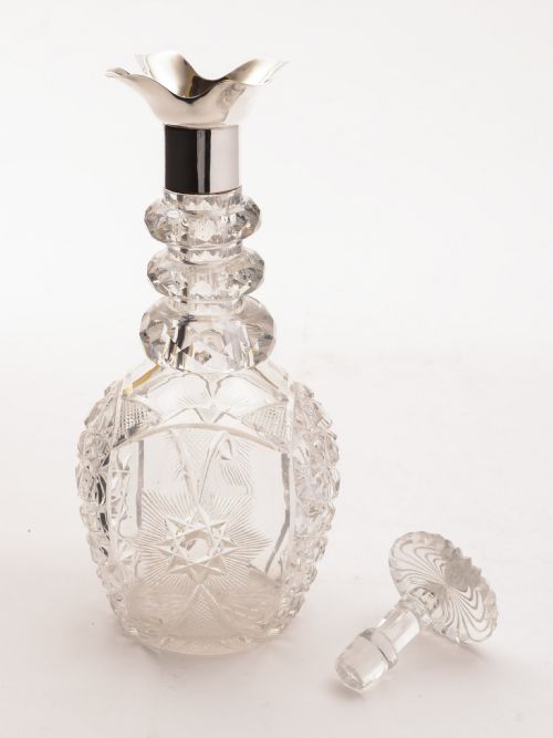 fig 1. Silver Topped Cut Glass Decanter, Sheffield 1925