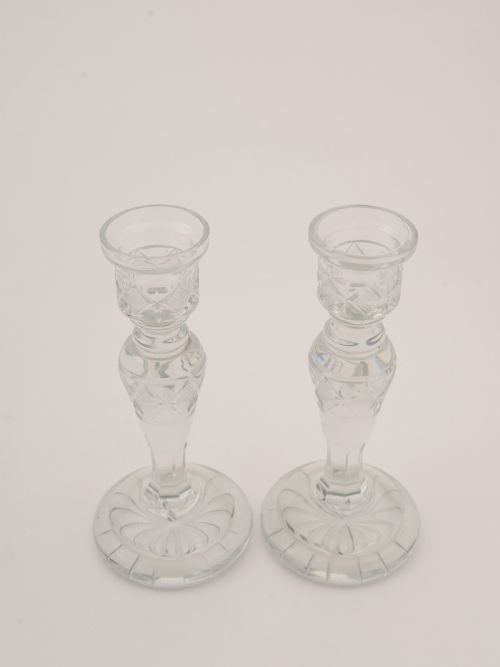 Pair of Cut Glass Candlesticks, Circa 1920