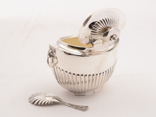 fig 1. Edwardian Silver Plated Tea Caddy & Spoon, Circa 1905