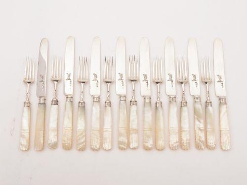 Silver and Mother of Pearl Handled Dessert Set, Sheffield 1821