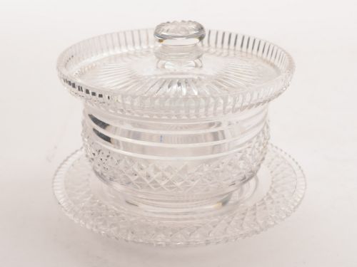 Edwardian Cut Glass Butter Dish, Circa 1905