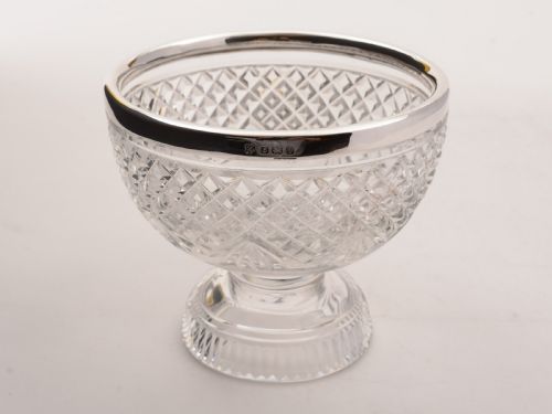 Edwardian Cut Glass and Silver Rimmed Bowl, Birmingham 1910