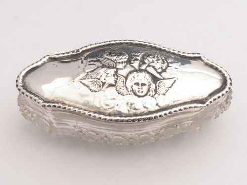 Pretty Edwardian Silver Topped Trinket Box, Birmingham 1906